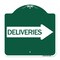 Signmission Deliveries With Right Arrow, Green & White Aluminum Architectural Sign, 18" x 18", GW-1818-24362 A-DES-GW-1818-24362 - alternate 1